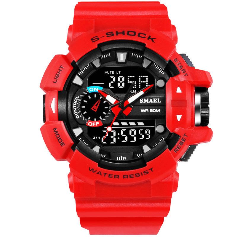 Smael 1436 Montre Numérique À Led De Style Militaire Avec Affichage De L'heure Et De La Date Montre-bracelet De Sport