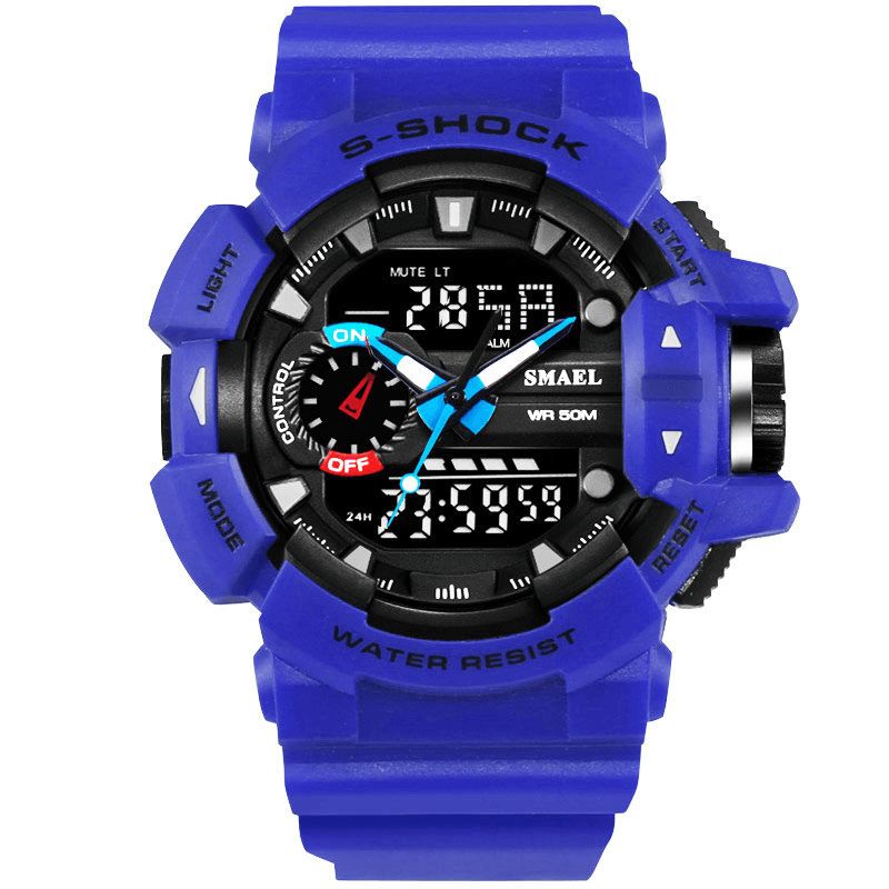 Smael 1436 Montre Numérique À Led De Style Militaire Avec Affichage De L'heure Et De La Date Montre-bracelet De Sport