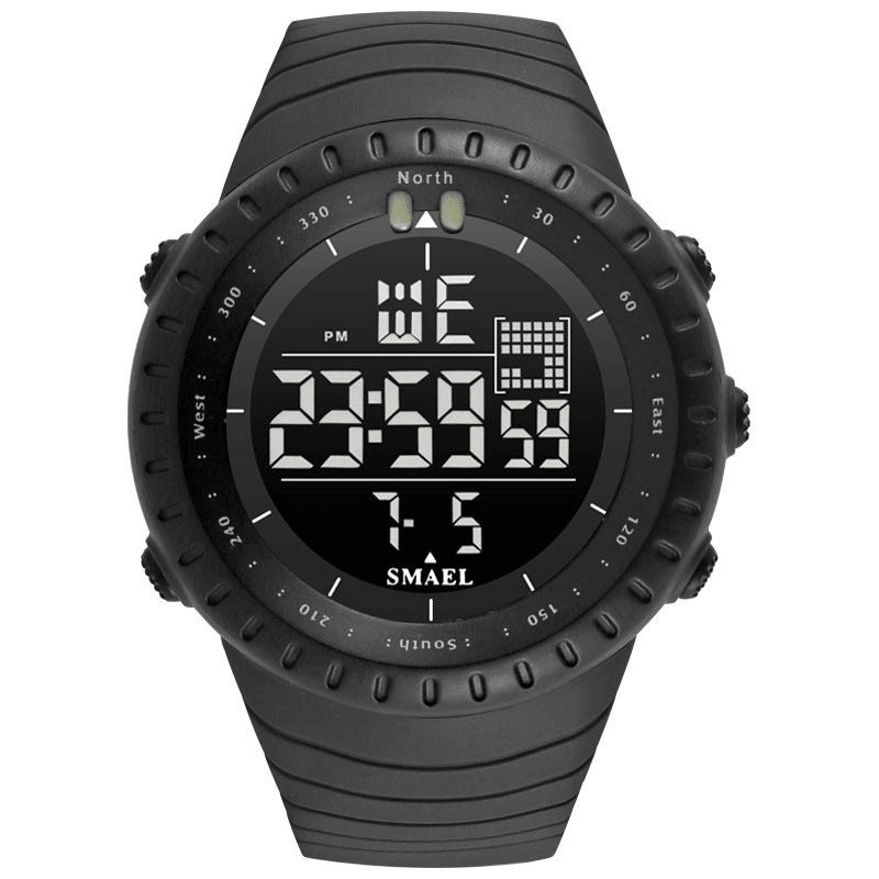 Smael Montre Numérique À Affichage Led Extérieur Multifonction Bande De Silicone Sport Hommes Montre