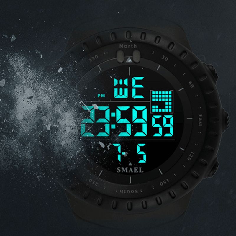 Smael Montre Numérique À Affichage Led Extérieur Multifonction Bande De Silicone Sport Hommes Montre