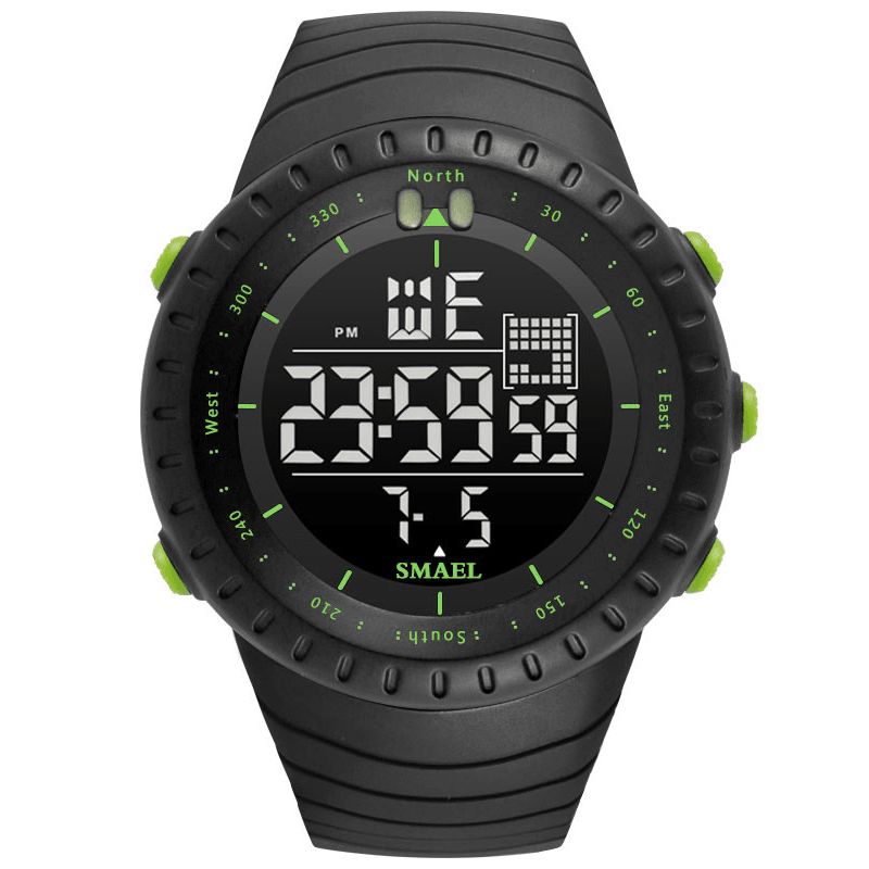 Smael Montre Numérique À Affichage Led Extérieur Multifonction Bande De Silicone Sport Hommes Montre