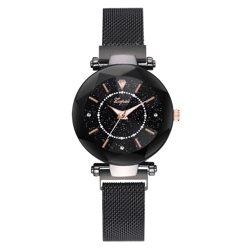 Star Dial Brillant Conception Unique Femmes Montre-bracelet Plein Acier Montres À Quartz