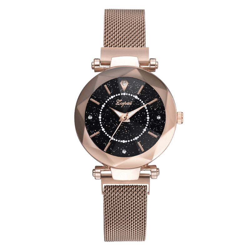 Star Dial Brillant Conception Unique Femmes Montre-bracelet Plein Acier Montres À Quartz