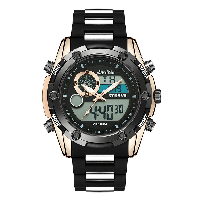 Stryve S8006 Montre Numérique À Double Affichage Chronographe Alarme Chronomètre Affichage Lumineux Montre De Sport