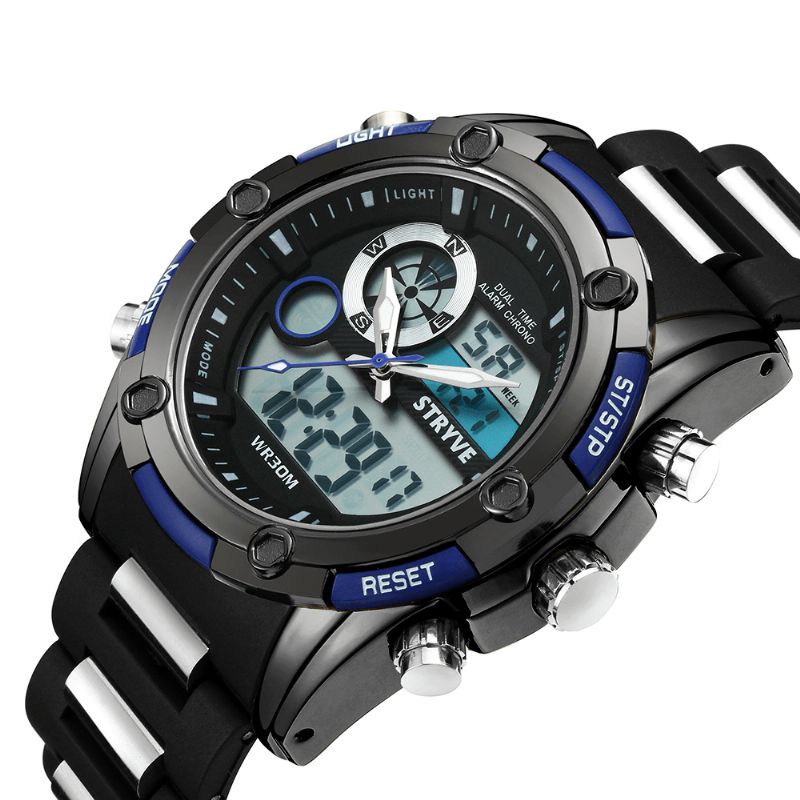 Stryve S8006 Montre Numérique À Double Affichage Chronographe Alarme Chronomètre Affichage Lumineux Montre De Sport