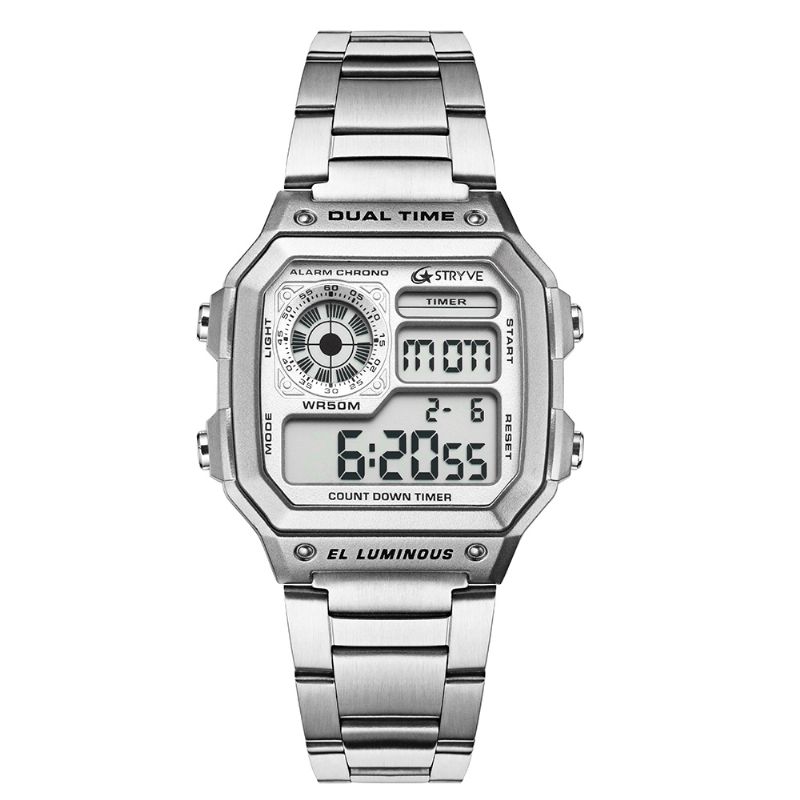 Stryve S8007 Affichage Lumineux Alarme Date Semaine Affichage Compte À Rebours Hommes Sport Montre Numérique