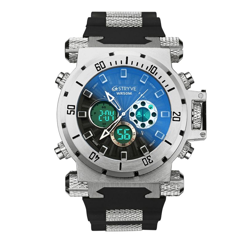 Stryve S8015 5atm Swiss Mouvement Chrono Date Semaine Double Affichage Montre Numérique