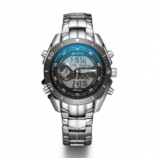 Stryve S8019 Hommes Luminoud Affichage Réveil Chronographe Sport Bracelet En Acier Double Affichage Montre Numérique