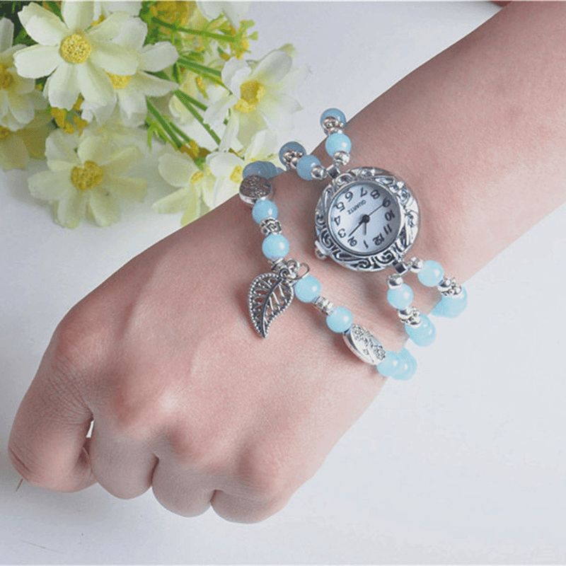 Style National Circulaire Petit Cadran Femmes Simple Vintage Bracelet Montre Quartz Montre