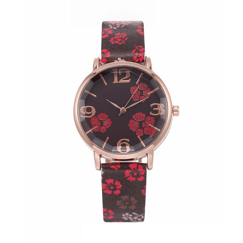 Style Rétro Fleur Imprimé Femmes Montre-bracelet Style Chinois Montres À Quartz