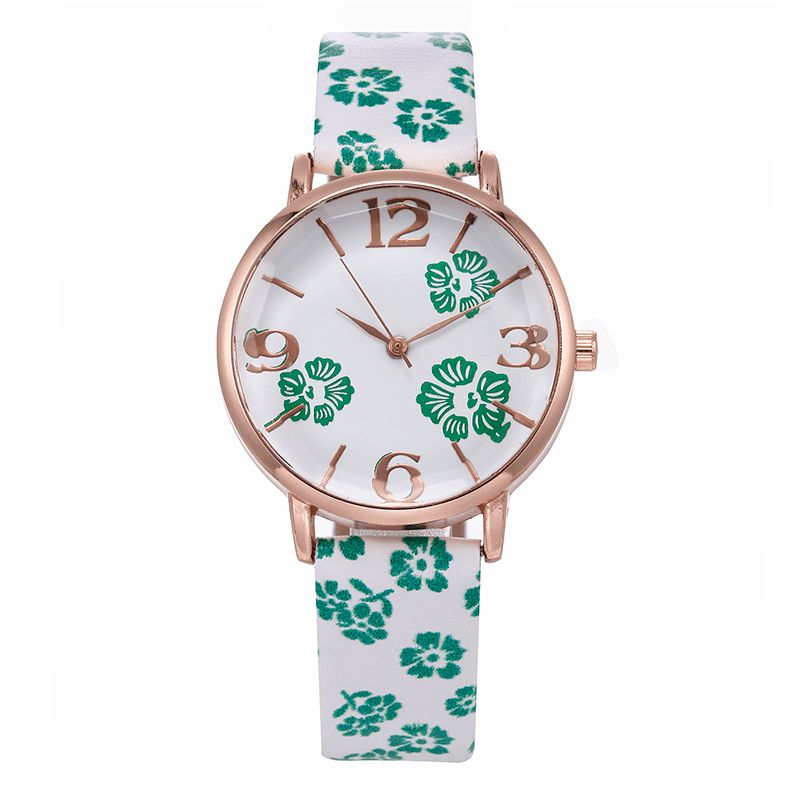 Style Rétro Fleur Imprimé Femmes Montre-bracelet Style Chinois Montres À Quartz