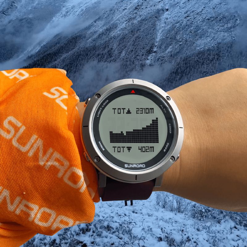 Sunroad Fr851 Multifonction El Rétro-éclairage Pression Atmosphérique Chronographe Boussole Prévisions Météo 5atm Étanche Extérieur Hommes Montre Numérique