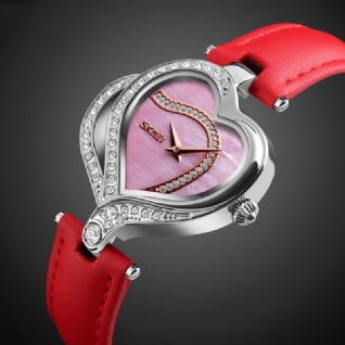 Sweet Love Mode Style Femmes Montres Cristal Bracelet En Cuir Montre À Quartz