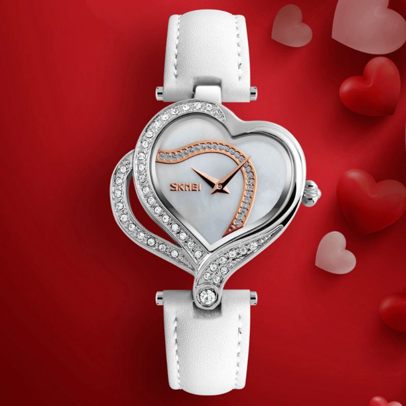 Sweet Love Mode Style Femmes Montres Cristal Bracelet En Cuir Montre À Quartz