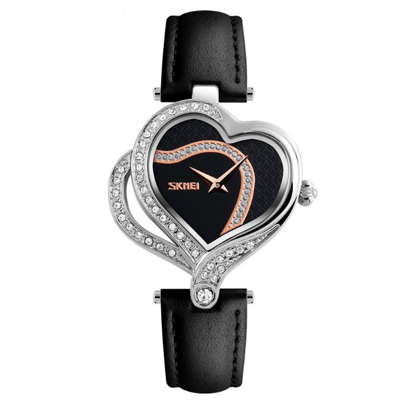 Sweet Love Mode Style Femmes Montres Cristal Bracelet En Cuir Montre À Quartz