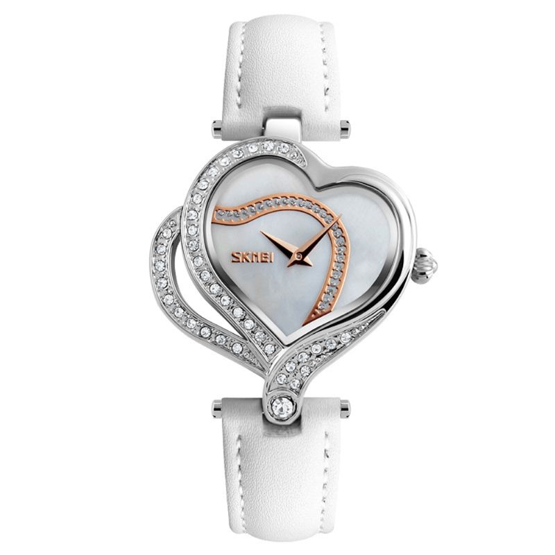 Sweet Love Mode Style Femmes Montres Cristal Bracelet En Cuir Montre À Quartz