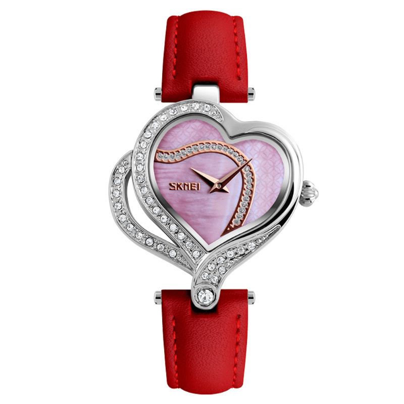 Sweet Love Mode Style Femmes Montres Cristal Bracelet En Cuir Montre À Quartz