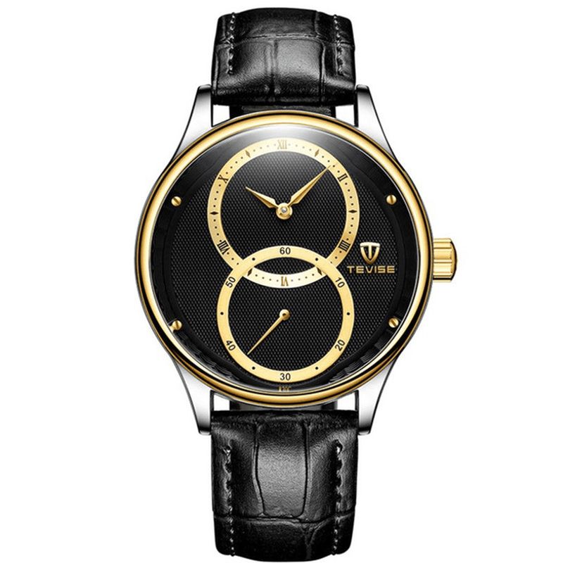 Tevise 820c Montre Mécanique Automatique De Style Décontracté Affichage 24 Heures Bracelet En Cuir Véritable Montre Pour Hommes