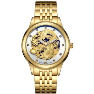 Tevise 9006 Montre Mécanique Hommes Femmes Creux Dragon Phoenix Motif Montre En Acier Inoxydable Montre