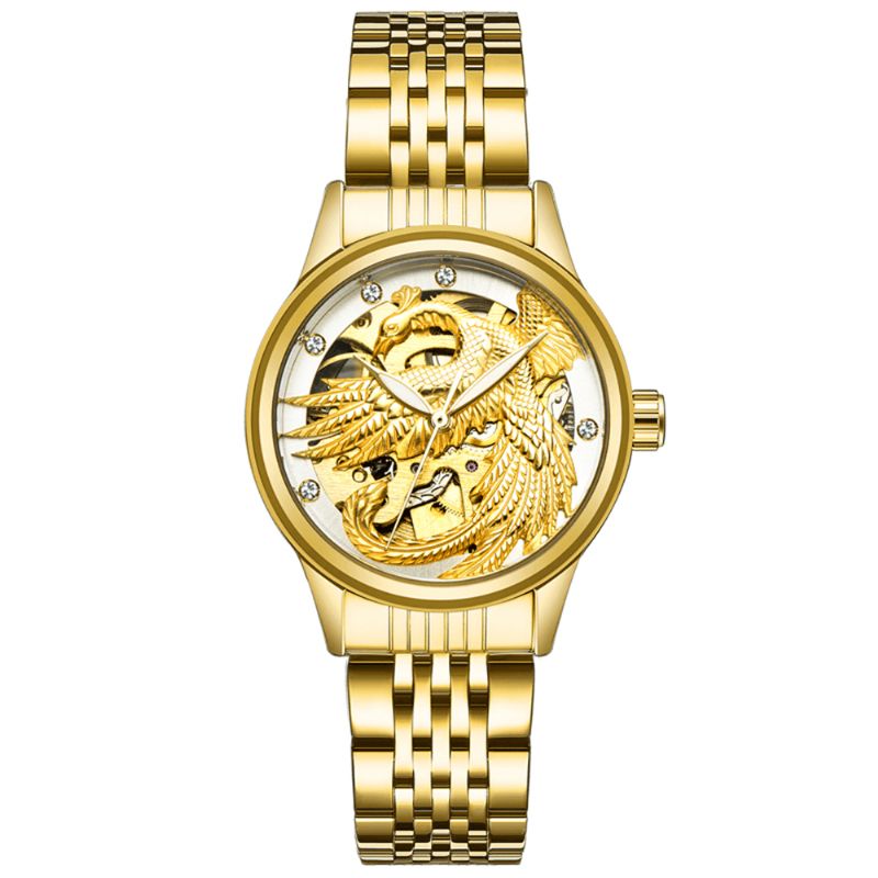 Tevise 9006 Montre Mécanique Hommes Femmes Creux Dragon Phoenix Motif Montre En Acier Inoxydable Montre