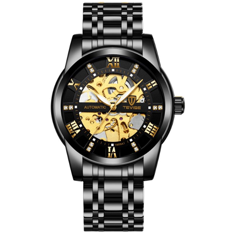 Tevise T9005a Mode Hommes Montre Automatique Conception Sculptée En Creux Étanche Affichage Lumineux Montre Mécanique