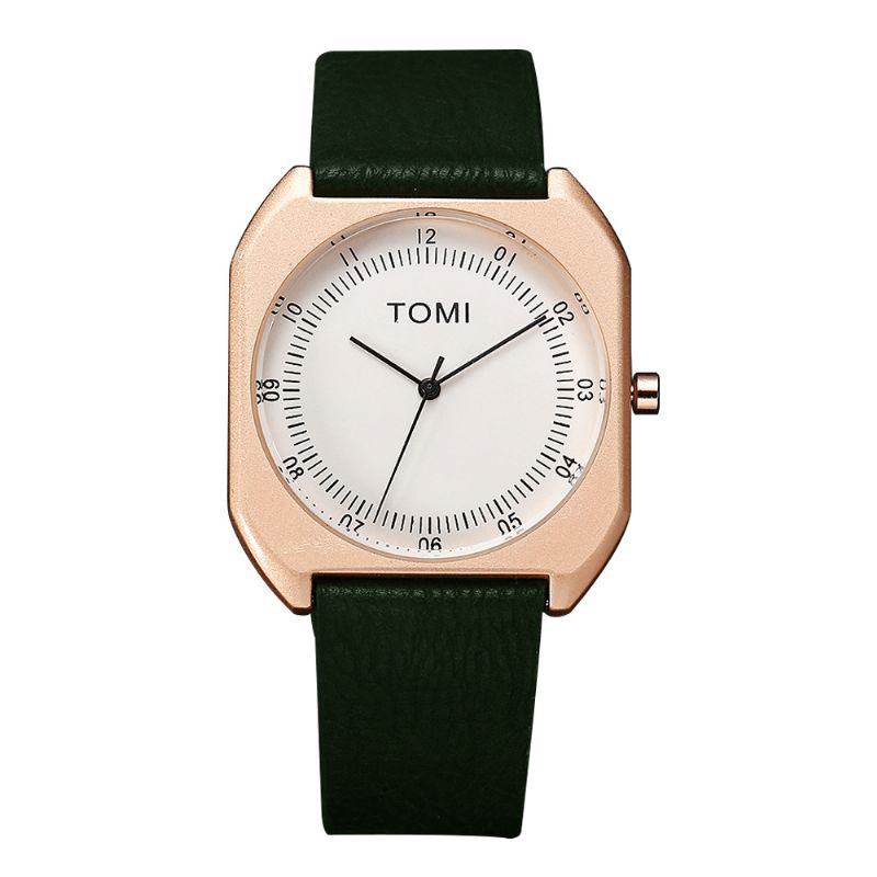 Tomi Mode Hommes Montre Cadran Ultra Mince Bracelet En Cuir Décontracté Montre À Quartz