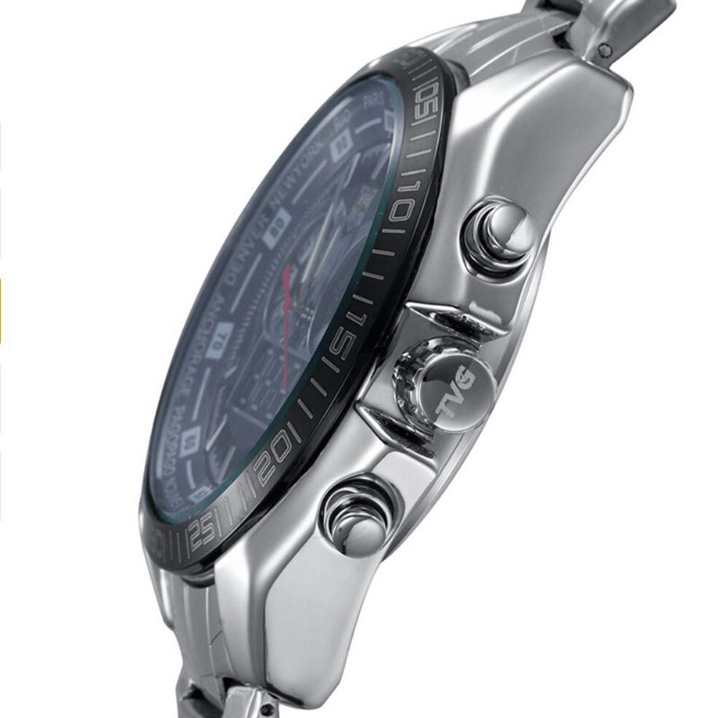 Tvg 468 Hommes Luxe Acier Bande Date Affichage Lumineux Mode Sport Double Affichage Montre Numérique