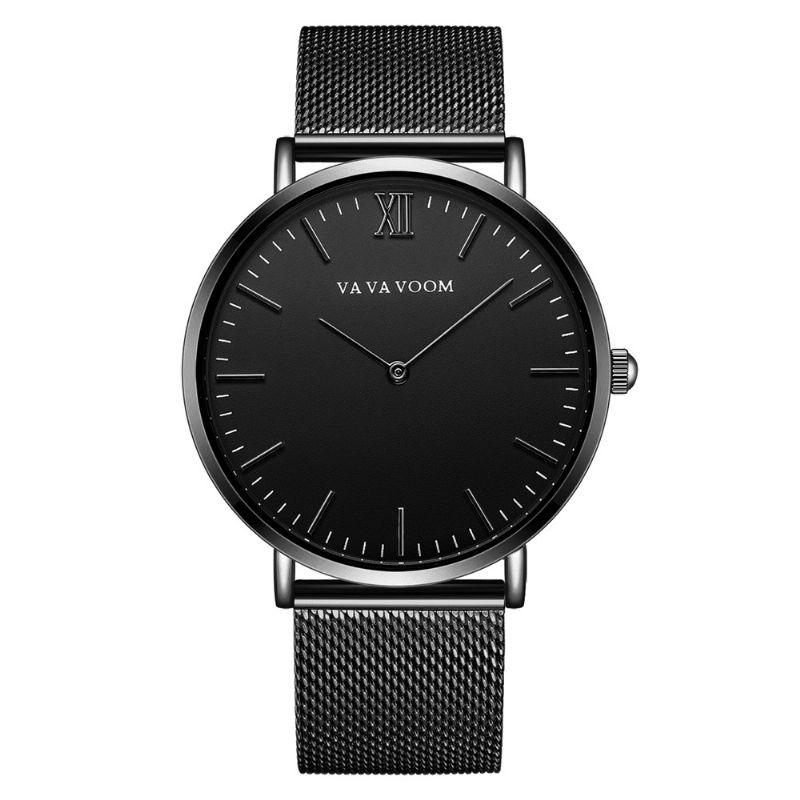 Va Va Voom Va-212 Montre À Quartz De Style Décontracté En Acier Complet Montre-bracelet Pour Hommes Ultra Minces