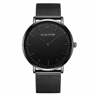 Va Va Voom Va-212 Montre À Quartz De Style Décontracté En Acier Complet Montre-bracelet Pour Hommes Ultra Minces