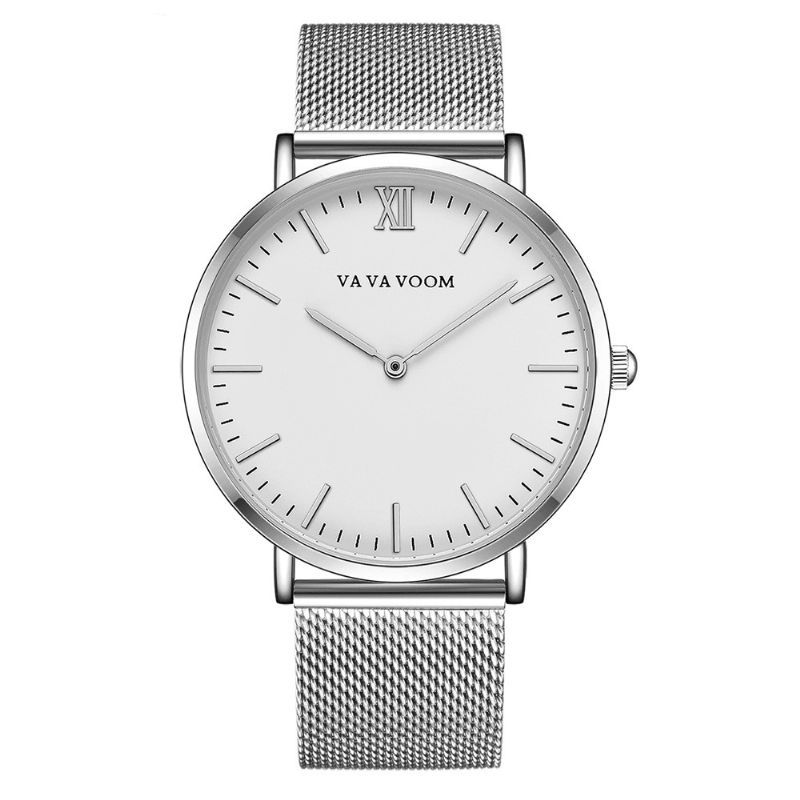 Va Va Voom Va-212 Montre À Quartz De Style Décontracté En Acier Complet Montre-bracelet Pour Hommes Ultra Minces