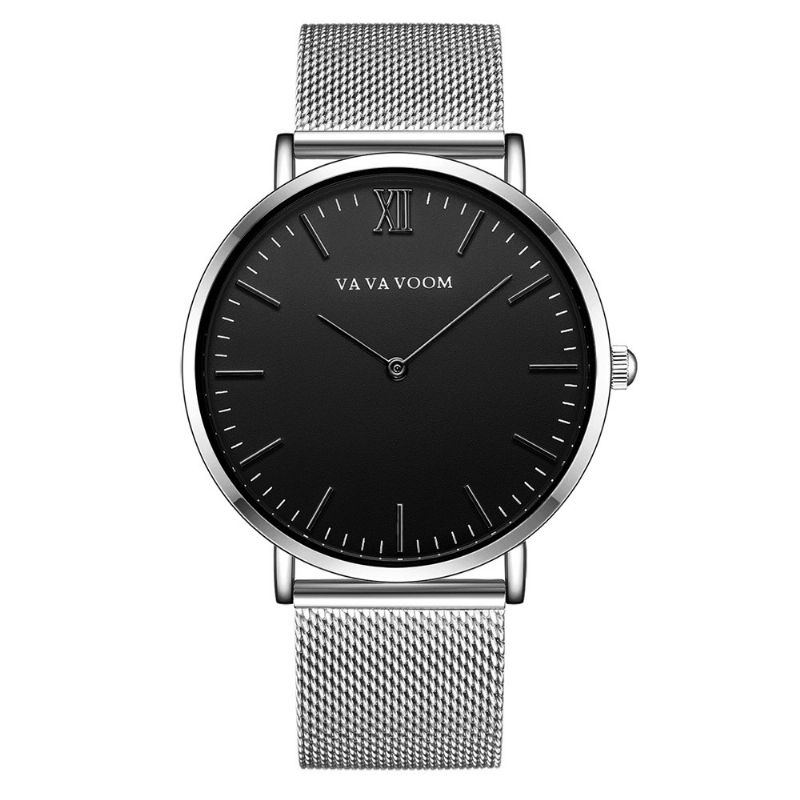 Va Va Voom Va-212 Montre À Quartz De Style Décontracté En Acier Complet Montre-bracelet Pour Hommes Ultra Minces