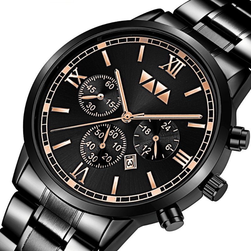 Va Va Voom Va-2142 Mode Hommes Montre Étanche Date Affichage Bracelet En Acier Inoxydable Montre À Quartz