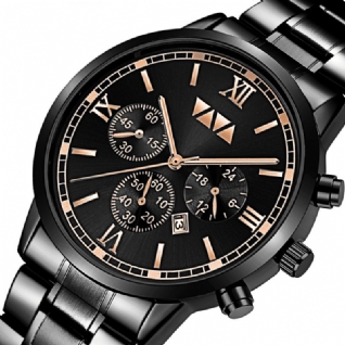 Va Va Voom Va-2142 Mode Hommes Montre Étanche Date Affichage Bracelet En Acier Inoxydable Montre À Quartz