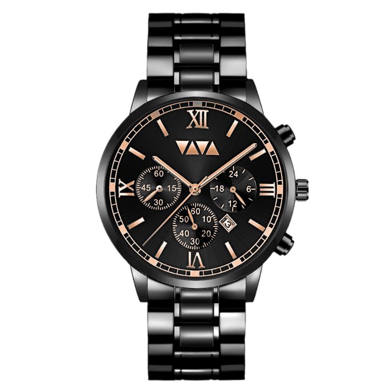 Va Va Voom Va-2142 Mode Hommes Montre Étanche Date Affichage Bracelet En Acier Inoxydable Montre À Quartz