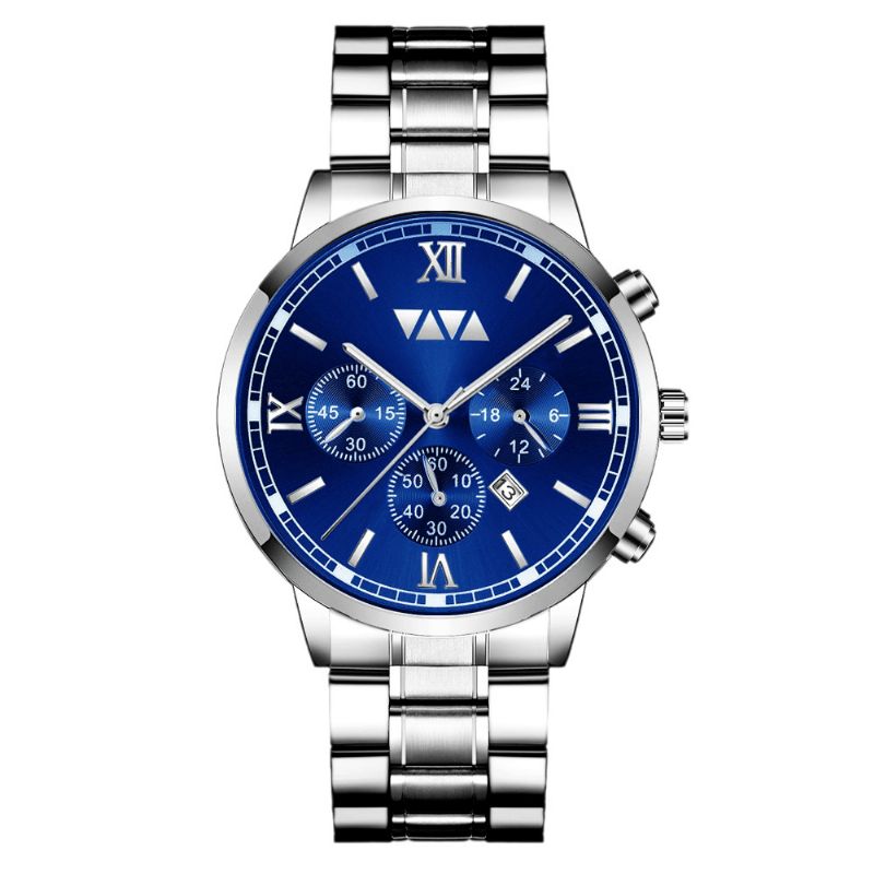 Va Va Voom Va-2142 Mode Hommes Montre Étanche Date Affichage Bracelet En Acier Inoxydable Montre À Quartz