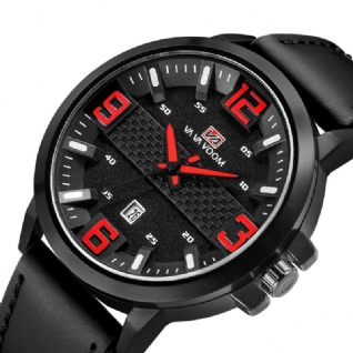 Va Va Voom Va-217 Mode Hommes Montre Calendrier Affichage 3atm Bracelet En Cuir Étanche Montre À Quartz