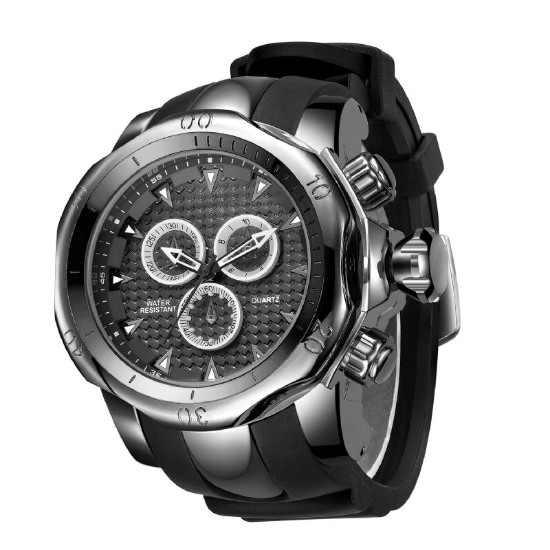 Va Va Voom Va-221 Sport Décontracté Double Échelle Grand Cadran Bracelet En Silicone 3atm Étanche Hommes Montre À Quartz