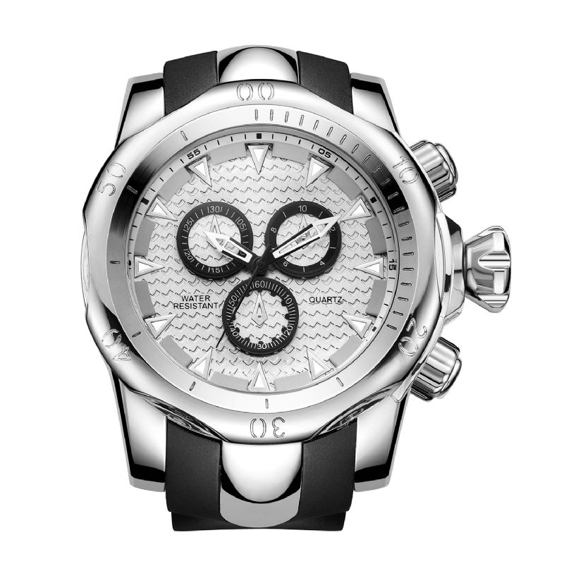 Va Va Voom Va-221 Sport Décontracté Double Échelle Grand Cadran Bracelet En Silicone 3atm Étanche Hommes Montre À Quartz