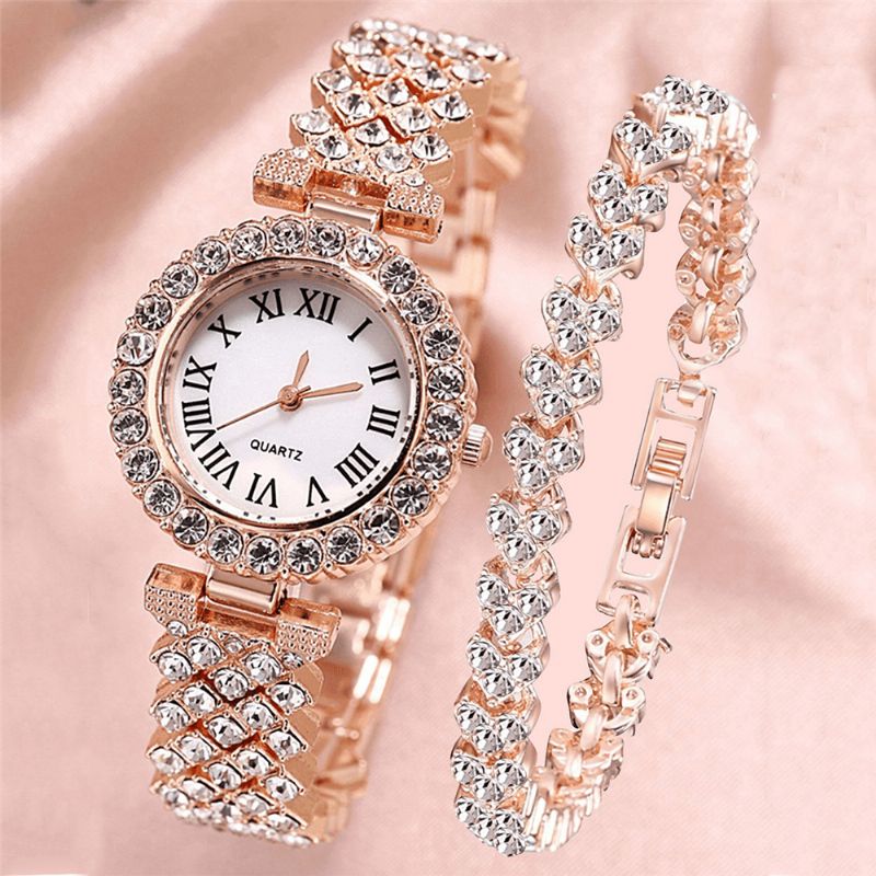 XSvo Ensemble De Montres De Luxe Style Élégant Femmes Montre À Quartz Bracelet À Diamants Pour Mères Petite Amie Dames