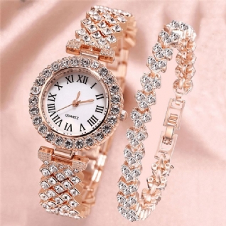 XSvo Ensemble De Montres De Luxe Style Élégant Femmes Montre À Quartz Bracelet À Diamants Pour Mères Petite Amie Dames