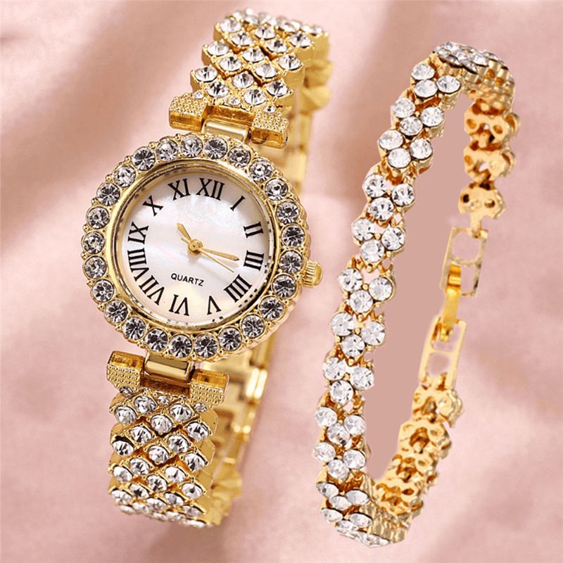 XSvo Ensemble De Montres De Luxe Style Élégant Femmes Montre À Quartz Bracelet À Diamants Pour Mères Petite Amie Dames