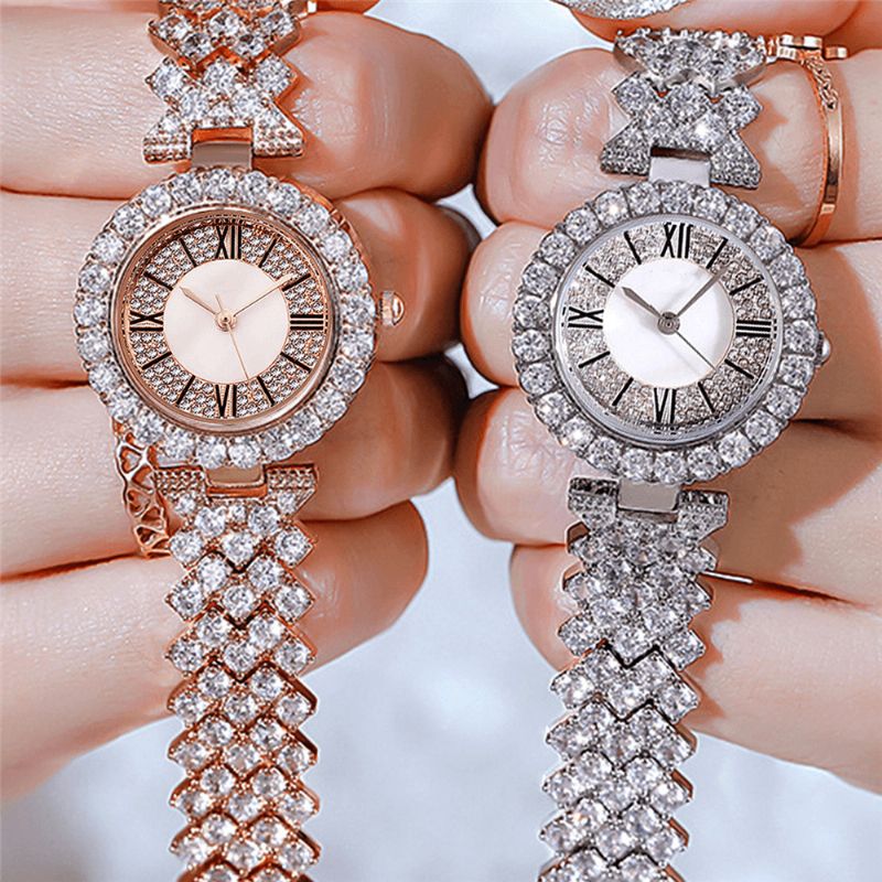 XSvo Ensemble De Montres De Luxe Style Élégant Femmes Montre À Quartz Bracelet À Diamants Pour Mères Petite Amie Dames