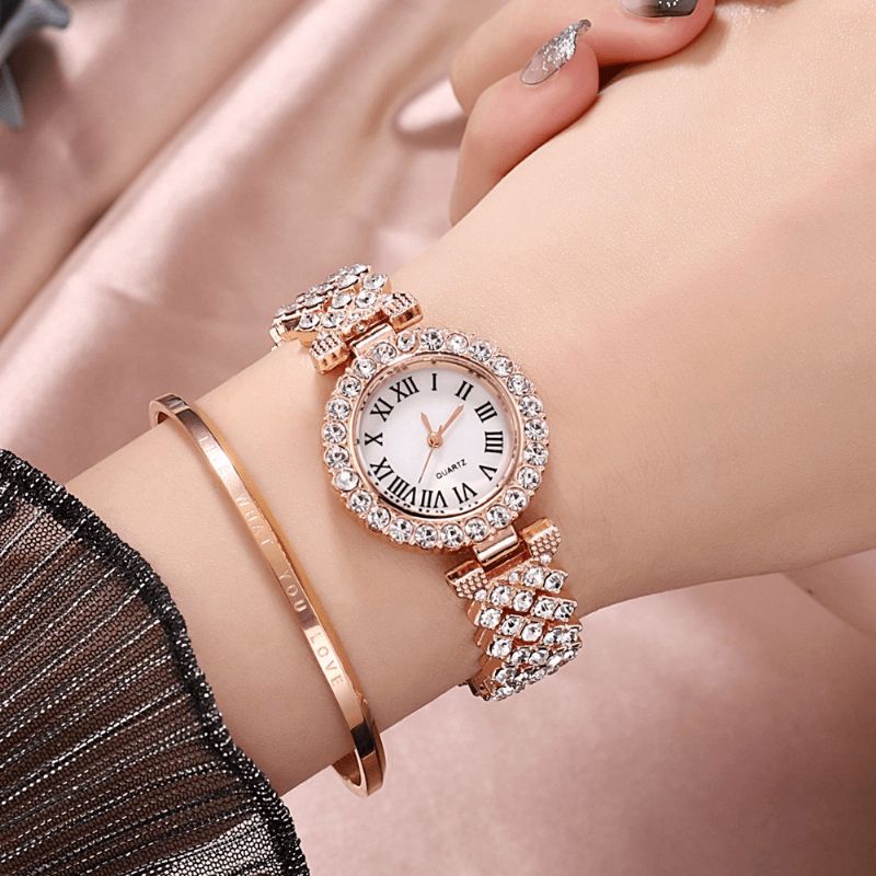 XSvo Ensemble De Montres De Luxe Style Élégant Femmes Montre À Quartz Bracelet À Diamants Pour Mères Petite Amie Dames