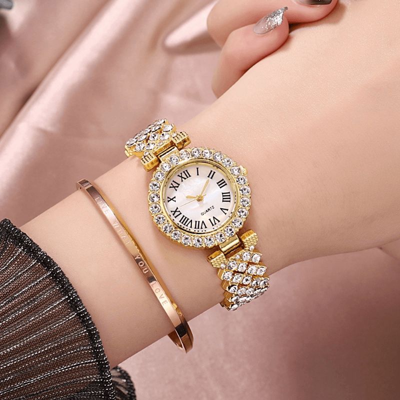 XSvo Ensemble De Montres De Luxe Style Élégant Femmes Montre À Quartz Bracelet À Diamants Pour Mères Petite Amie Dames