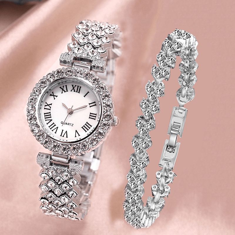 XSvo Ensemble De Montres De Luxe Style Élégant Femmes Montre À Quartz Bracelet À Diamants Pour Mères Petite Amie Dames