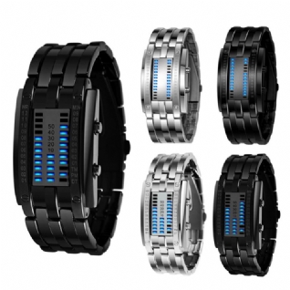 XSvo Mode Rectangle Cadran Led Heure Date Affichage 30m Étanche Bracelet En Acier Hommes Montre Numérique