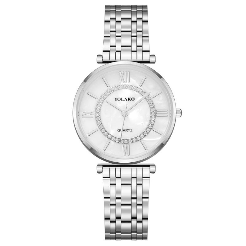 Yolakd A0707 Style Décontracté Ultra Mince Plein Alliage Femmes Montre-bracelet Shell Cadran Quartz Montre