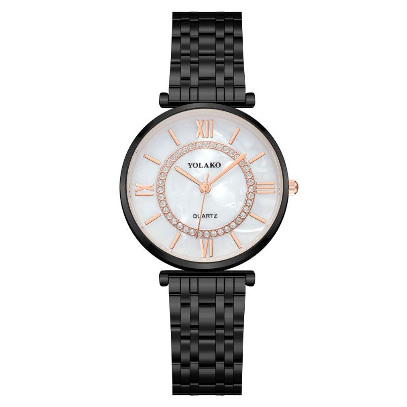 Yolakd A0707 Style Décontracté Ultra Mince Plein Alliage Femmes Montre-bracelet Shell Cadran Quartz Montre