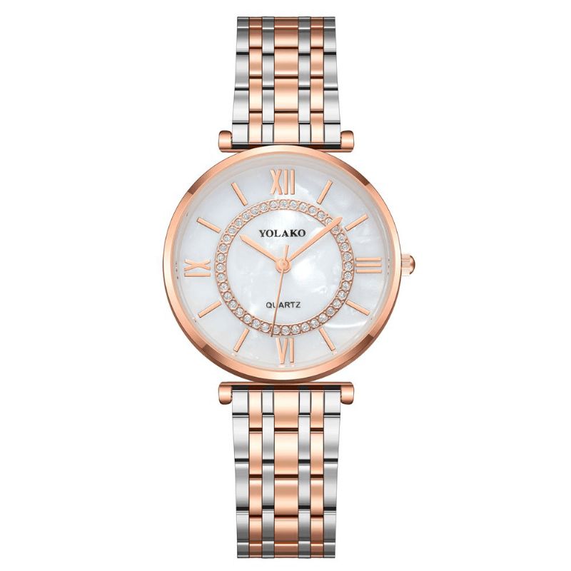 Yolakd A0707 Style Décontracté Ultra Mince Plein Alliage Femmes Montre-bracelet Shell Cadran Quartz Montre