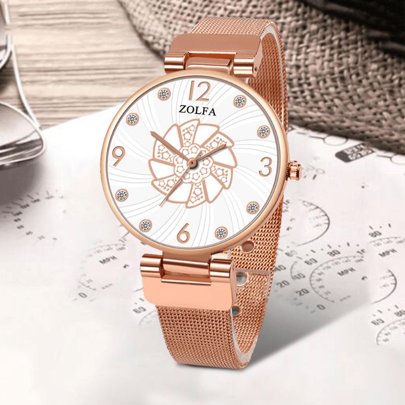 Zolfa Zl2 Ultra Mince Mesdames Montre-bracelet Mesh Steel Band Montres À Quartz